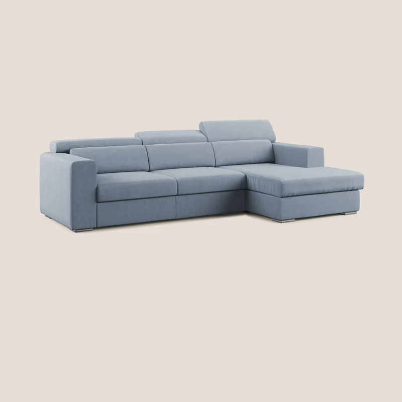 Vegas canapé d'angle avec têtières inclinables en microfibre imperméable T11 bleu pastel