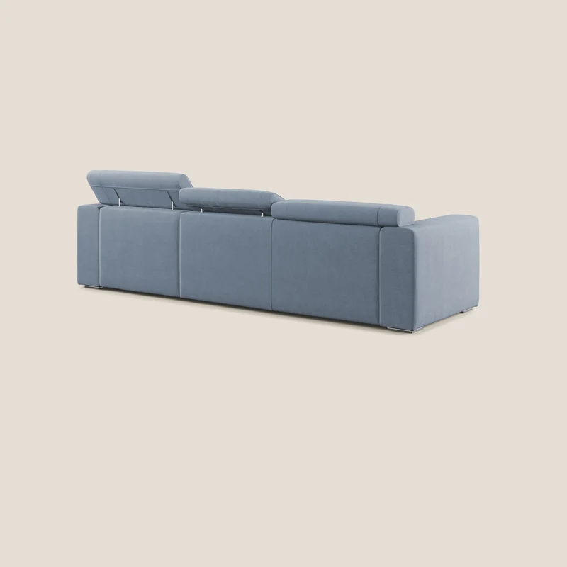 Vegas canapé d'angle avec têtières inclinables en microfibre imperméable T11 bleu pastel