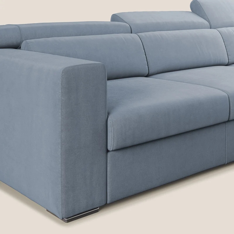 Vegas canapé d'angle avec têtières inclinables en microfibre imperméable T11 bleu pastel