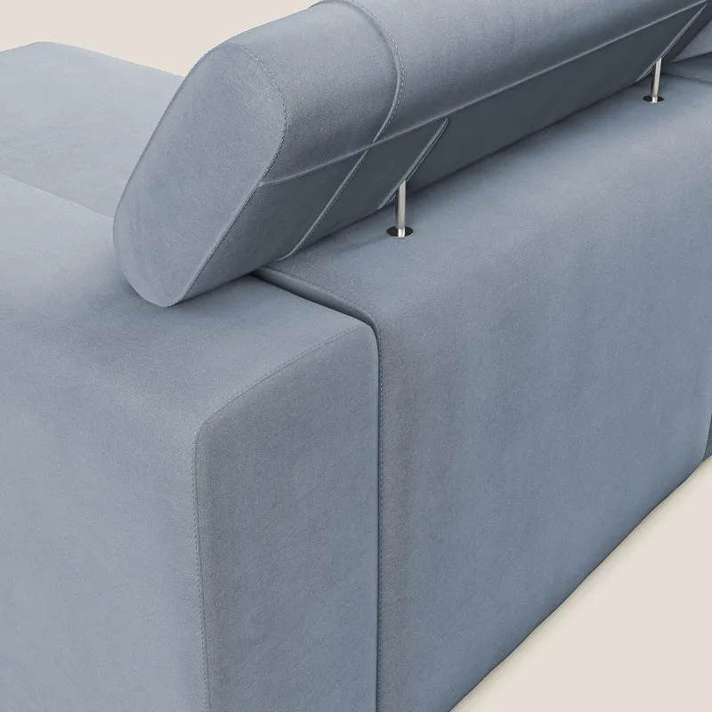 Vegas canapé d'angle avec têtières inclinables en microfibre imperméable T11 bleu pastel