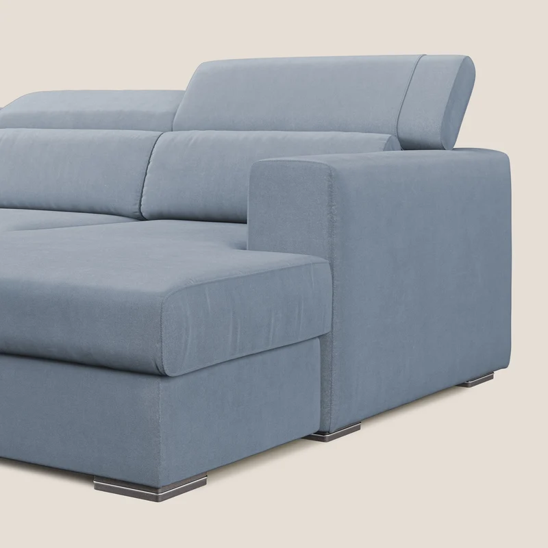 Vegas canapé d'angle avec têtières inclinables en microfibre imperméable T11 bleu pastel