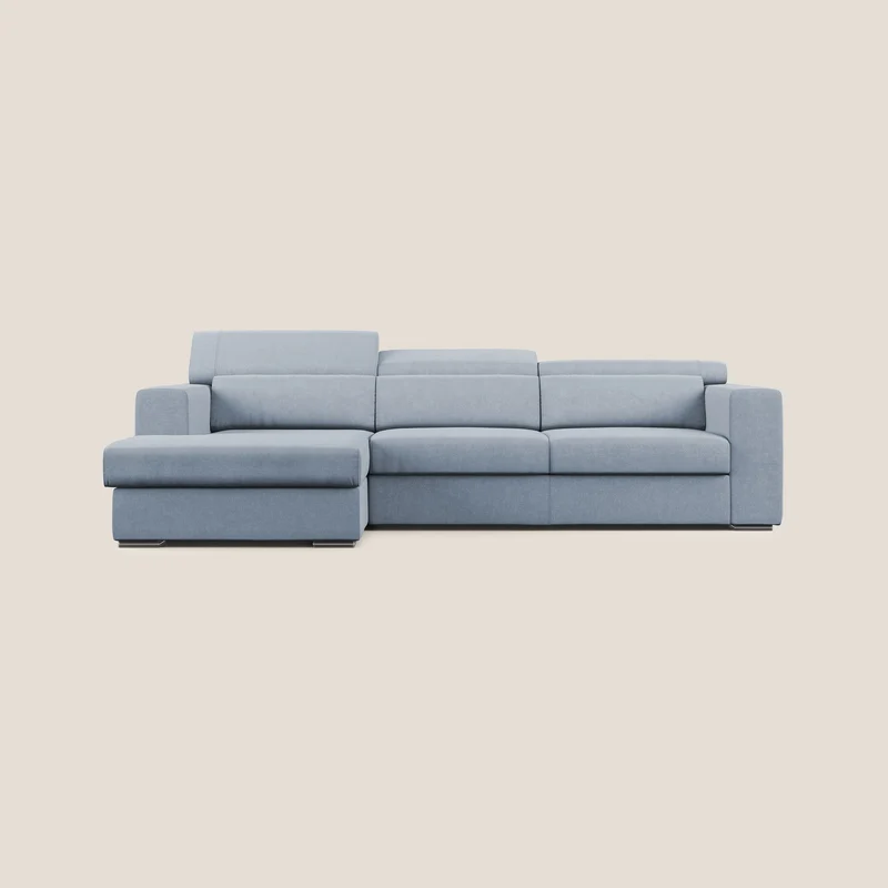 Vegas canapé d'angle avec têtières inclinables en microfibre imperméable T11 bleu pastel