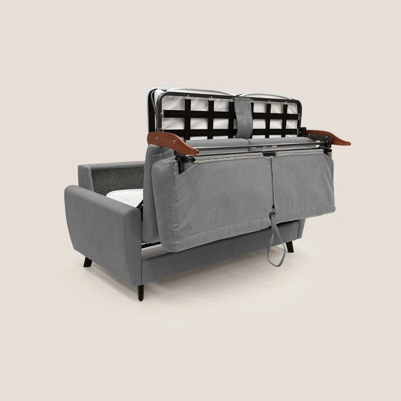 Callisto Canapé lit convertible en tissu doux imperméable T02 gris