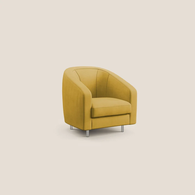 Sally Fauteuil en tissu doux imperméable T02 jaune
