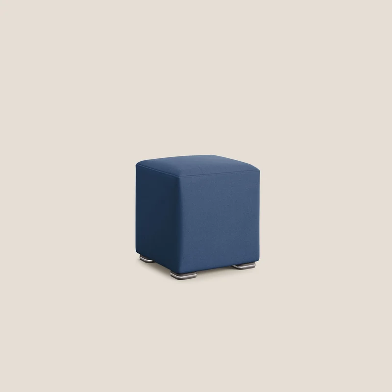 Cube pouf en microfibre détachable T11 bleu
