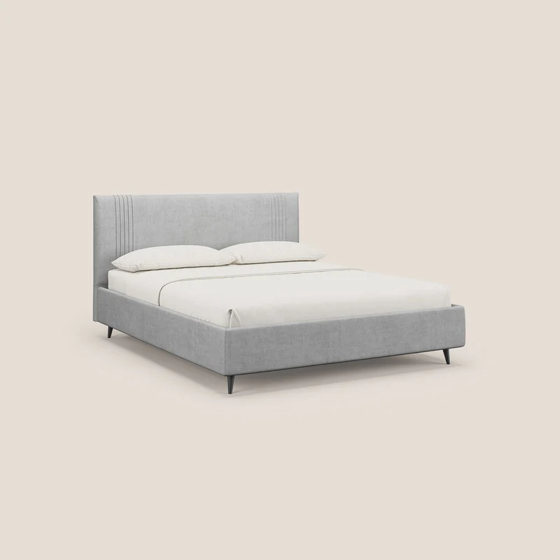 Yvonne lit avec coffre en tissu doux imperméable T02 gris clair