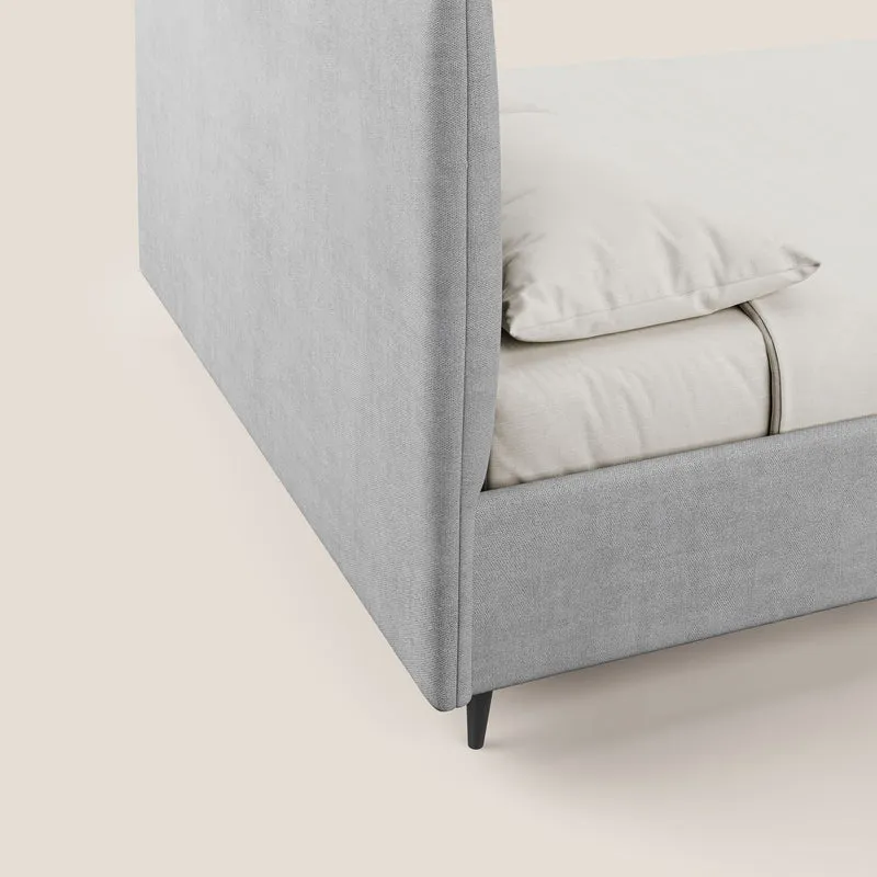Yvonne lit avec coffre en tissu doux imperméable T02 gris clair