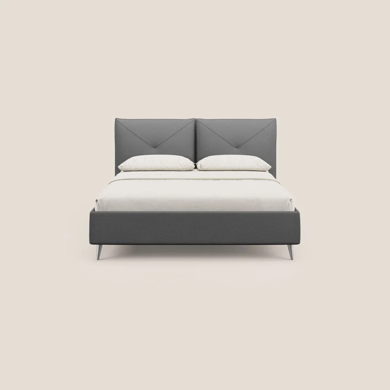 Adone lit rembourré avec coffre de rangement à double panneau en bouclette imperméable T07 anthracite