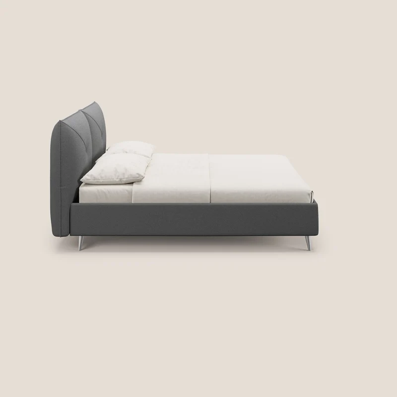 Adone lit rembourré avec coffre de rangement à double panneau en bouclette imperméable T07 anthracite