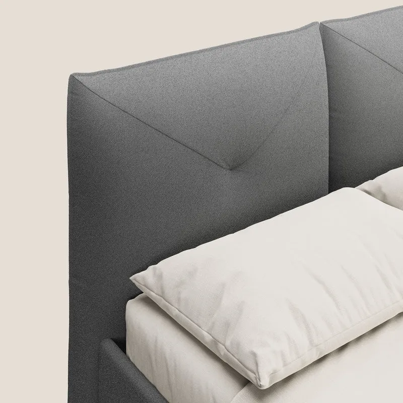 Adone lit rembourré avec coffre de rangement à double panneau en bouclette imperméable T07 anthracite