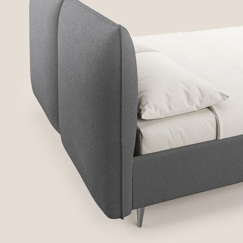 Adone lit rembourré avec coffre de rangement à double panneau en bouclette imperméable T07 anthracite