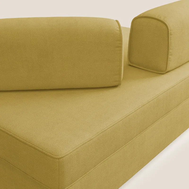 Liberty canapé avec pouf extractible et dossier amovible en tissu doux imperméable T02 jaune