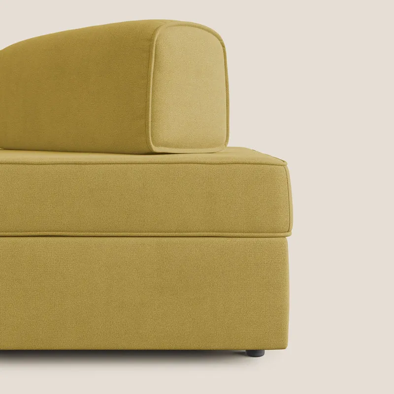 Liberty canapé avec pouf extractible et dossier amovible en tissu doux imperméable T02 jaune