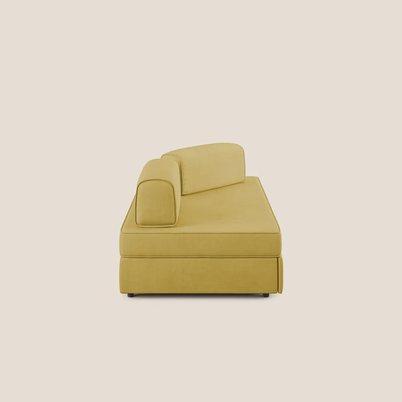 Liberty canapé avec pouf extractible et dossier amovible en tissu doux imperméable T02 jaune