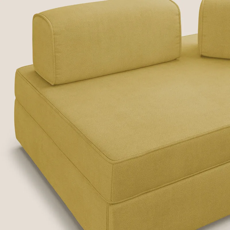 Liberty canapé avec pouf extractible et dossier amovible en tissu doux imperméable T02 jaune