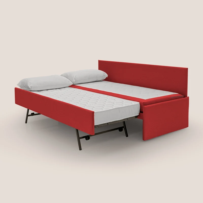 Naviglio Canapé duplex avec lits jumeaux et tissu effet coton imperméable T13 rouge