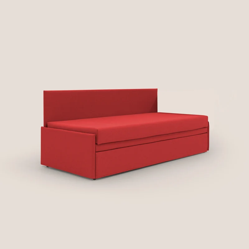 Naviglio Canapé duplex avec lits jumeaux et tissu effet coton imperméable T13 rouge