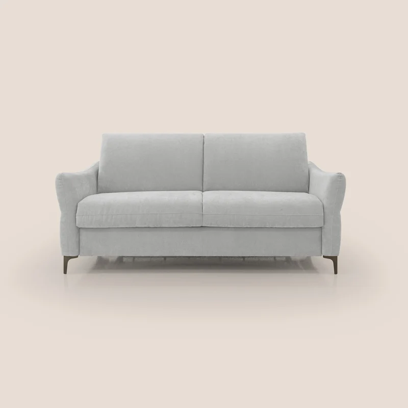 Dalia canapé convertible avec matelas H 18cm et pieds hauts en tissu détachable raffiné T17 gris