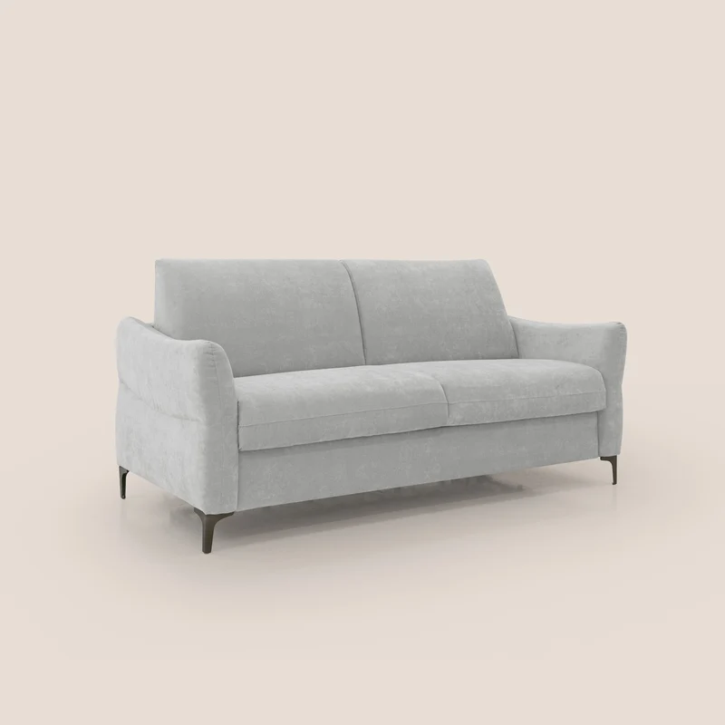 Dalia canapé convertible avec matelas H 18cm et pieds hauts en tissu détachable raffiné T17 gris