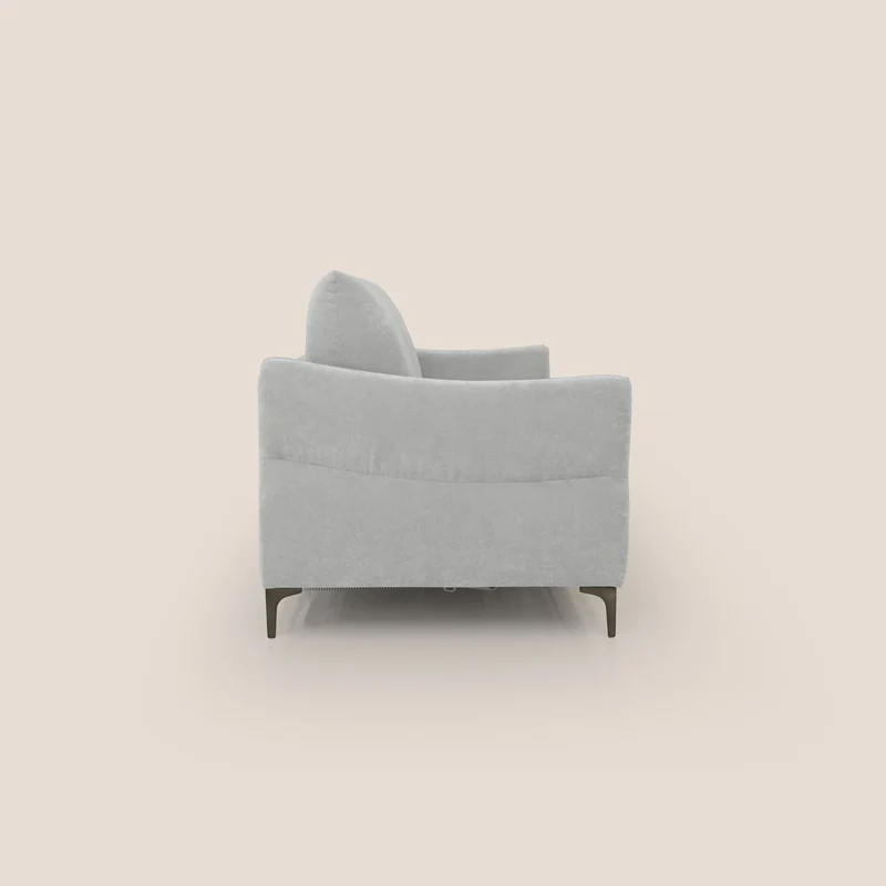 Dalia canapé convertible avec matelas H 18cm et pieds hauts en tissu détachable raffiné T17 gris