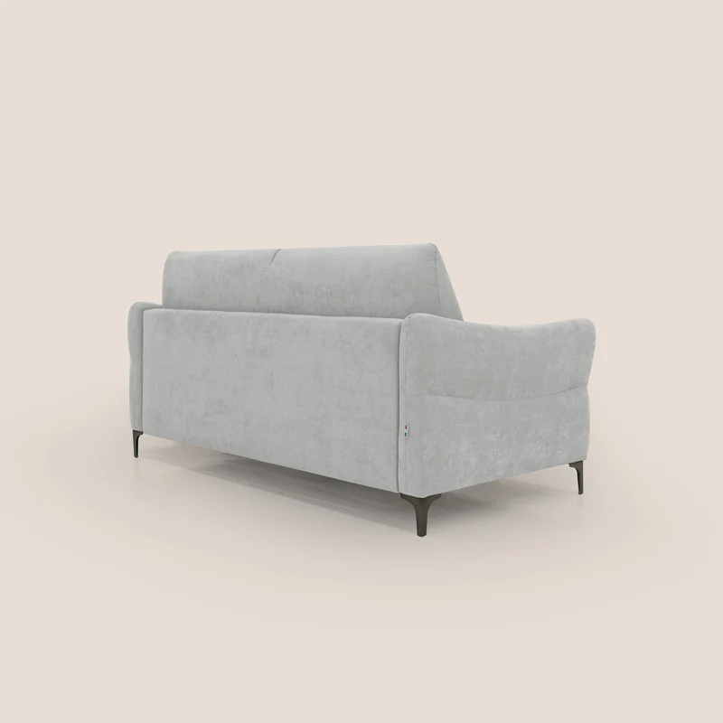 Dalia canapé convertible avec matelas H 18cm et pieds hauts en tissu détachable raffiné T17 gris