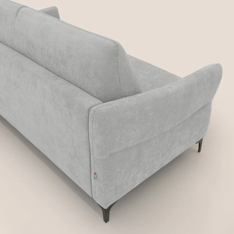 Dalia canapé convertible avec matelas H 18cm et pieds hauts en tissu détachable raffiné T17 gris