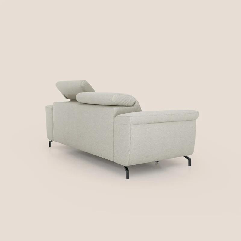 Aisha canapé avec repose-pieds extractible pieds hauts et têtières réglables en tissu détachable T05 crème