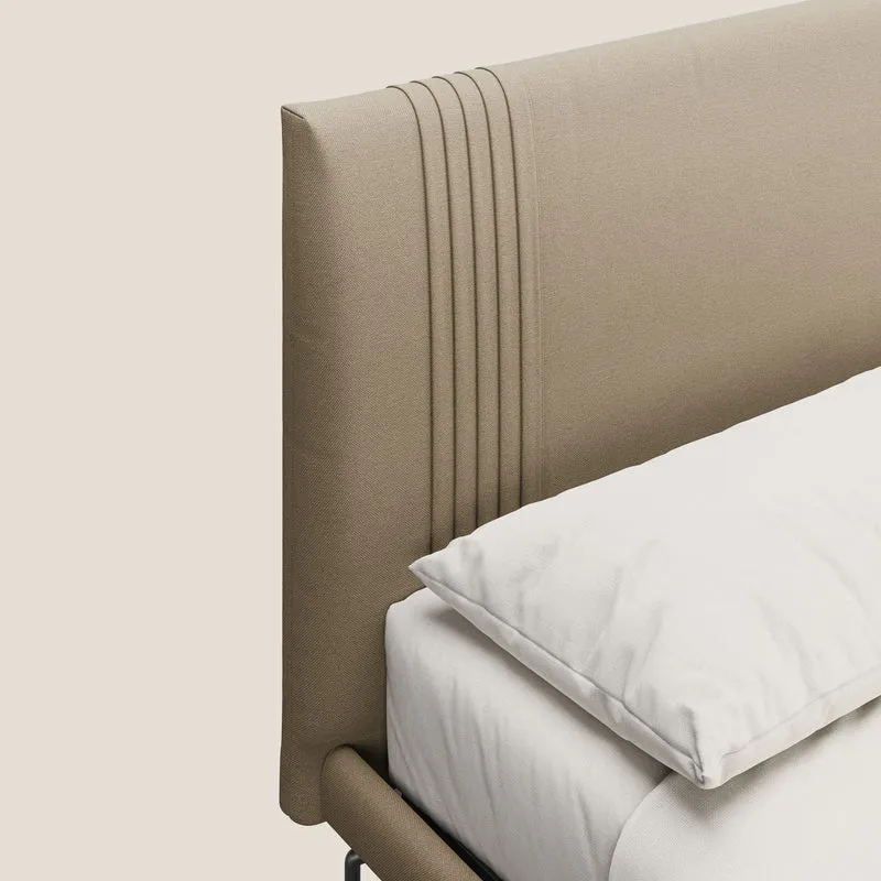 Finn lit rembourré avec pieds hauts en métal en tissu détachable T05 beige