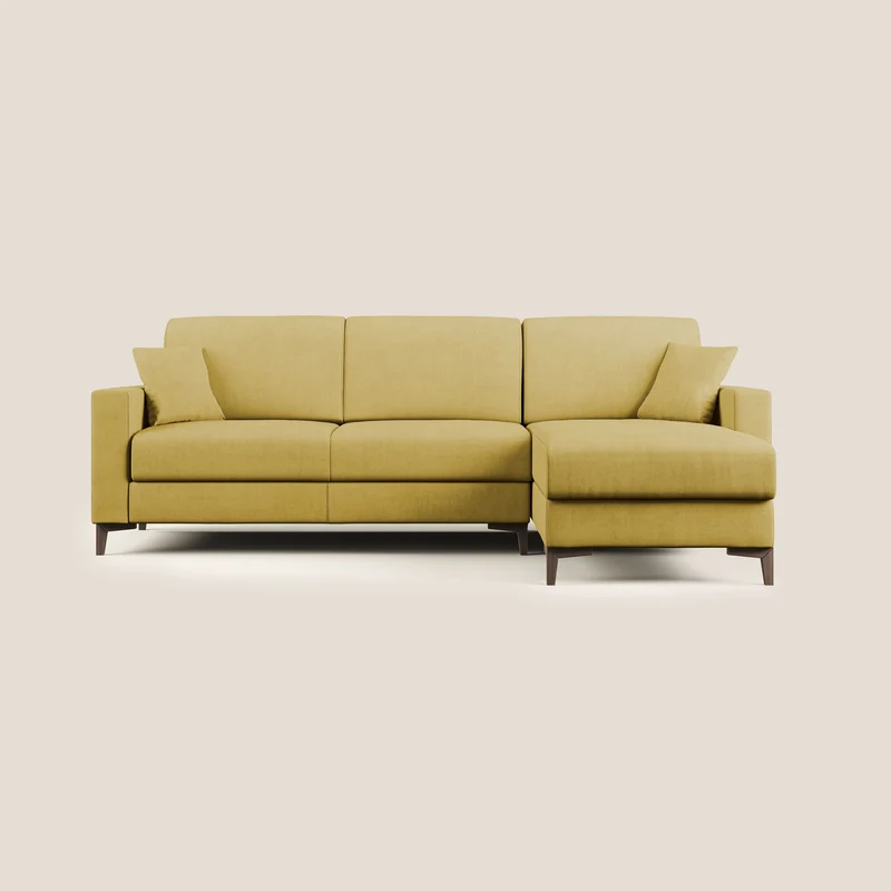 Kafka canapé d'angle convertible en tissu doux imperméable T02 jaune