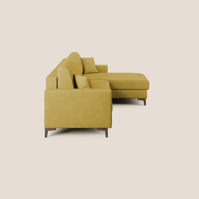 Kafka canapé d'angle convertible en tissu doux imperméable T02 jaune