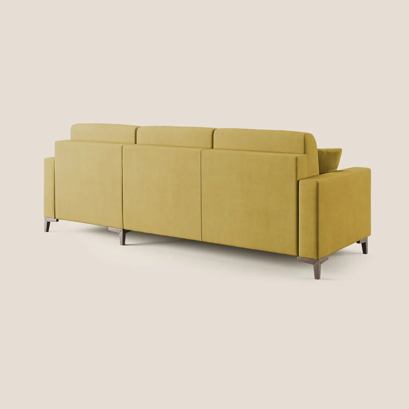 Kafka canapé d'angle convertible en tissu doux imperméable T02 jaune