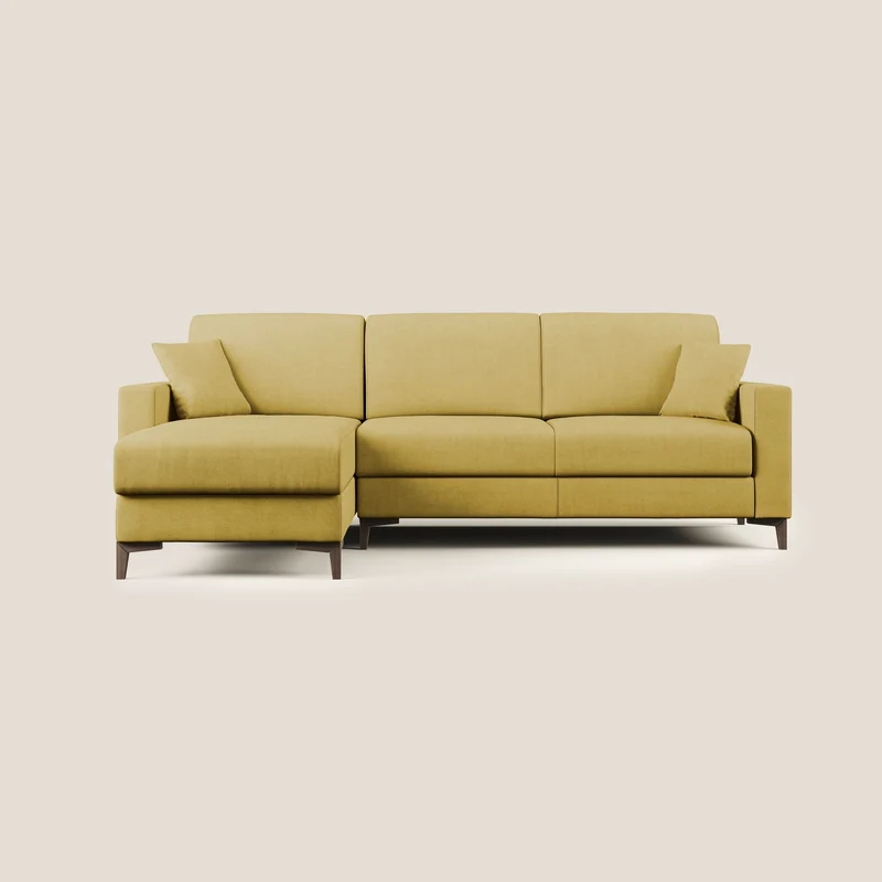 Kafka canapé d'angle convertible en tissu doux imperméable T02 jaune