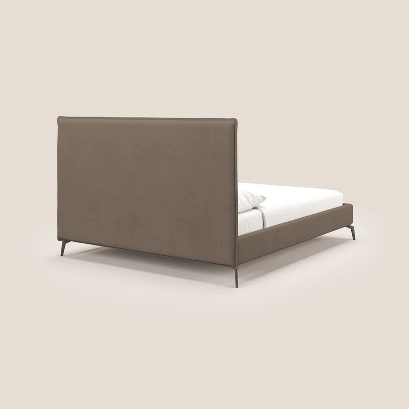 Iris lit rembourré déhoussable avec pieds noirs en tissu imperméable T02 marron