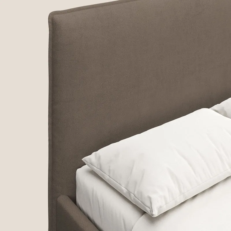 Iris lit rembourré déhoussable avec pieds noirs en tissu imperméable T02 marron