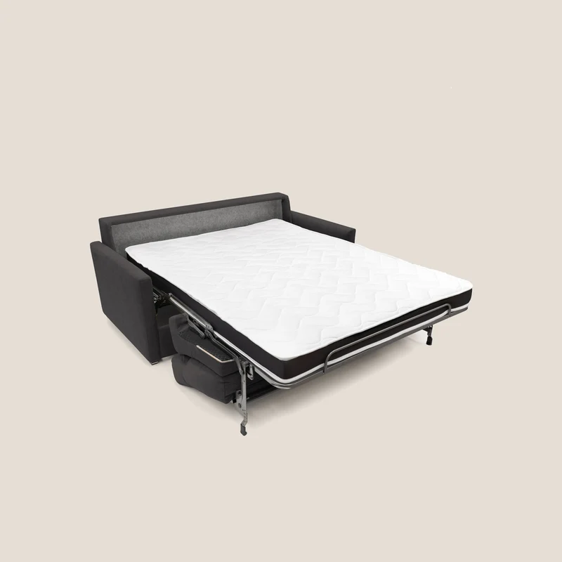 Margot canapé convertible au dossier haut et moelleux en tissu doux imperméable T02 noir
