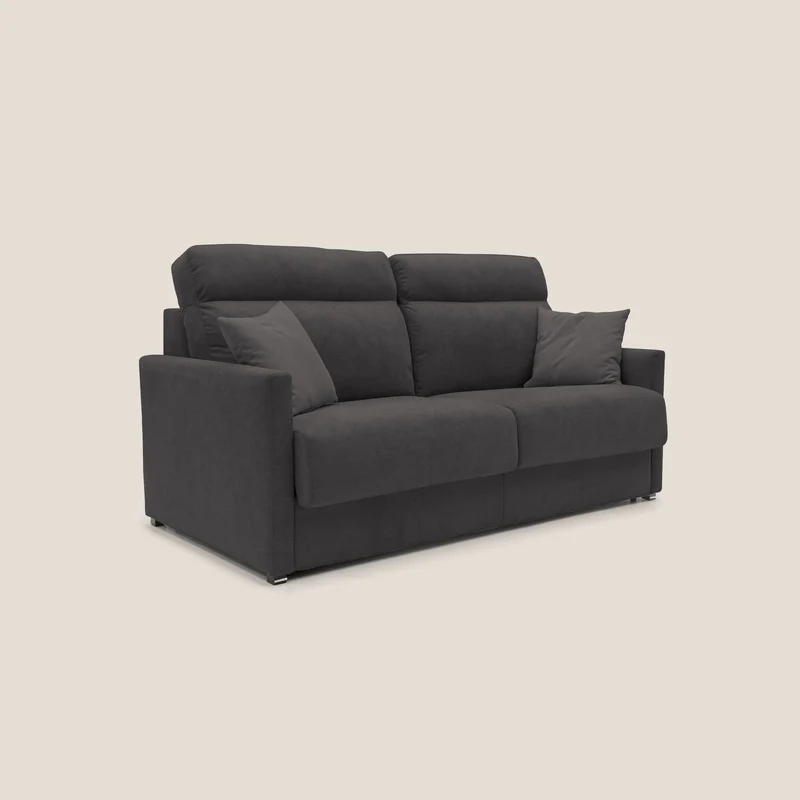 Margot canapé convertible au dossier haut et moelleux en tissu doux imperméable T02 noir