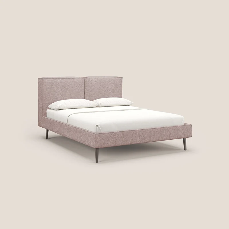 Isotta lit rembourré complètement déhoussable en tissu doux imperméable T10 rose