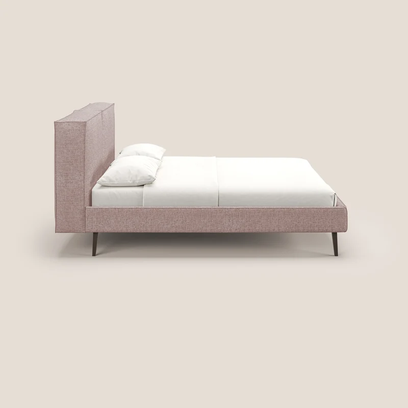 Isotta lit rembourré complètement déhoussable en tissu doux imperméable T10 rose
