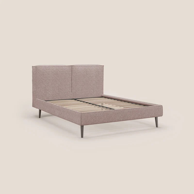 Isotta lit rembourré complètement déhoussable en tissu doux imperméable T10 rose