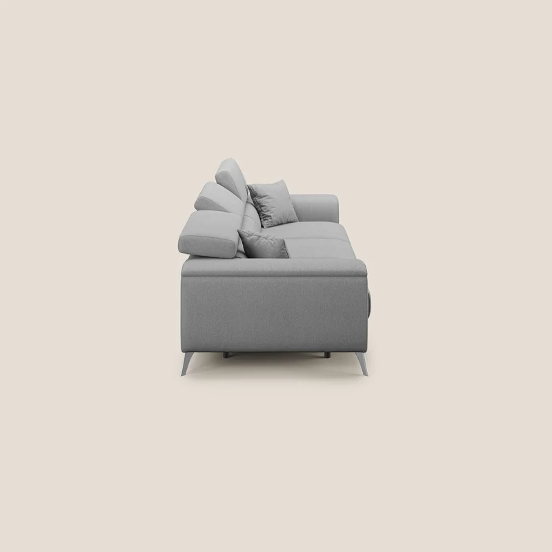 Fusion Canapé avec 3 assises coulissantes en tissu doux antitache T05 gris