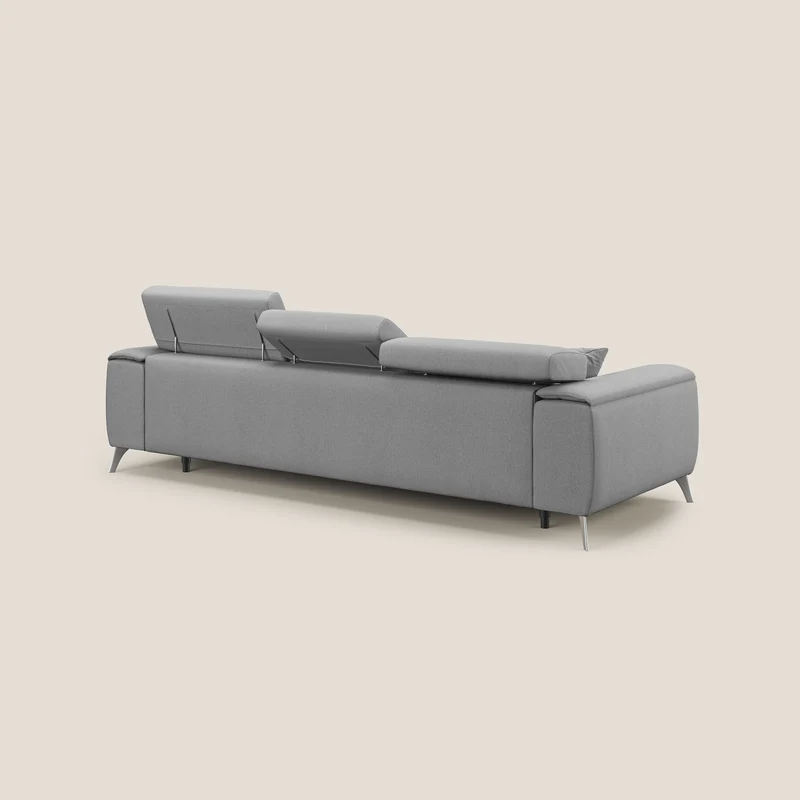 Fusion Canapé avec 3 assises coulissantes en tissu doux antitache T05 gris