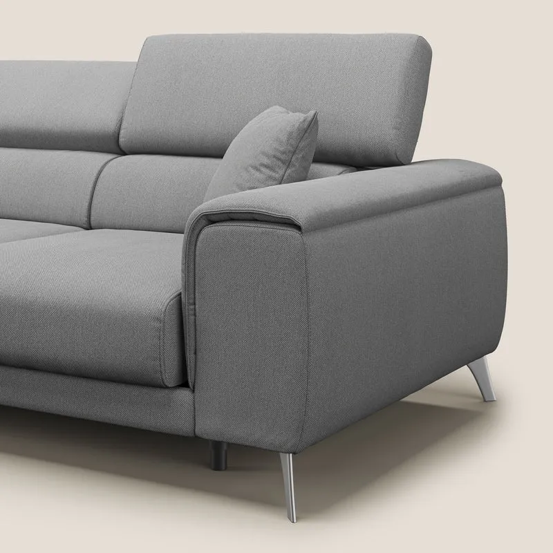 Fusion Canapé avec 3 assises coulissantes en tissu doux antitache T05 gris