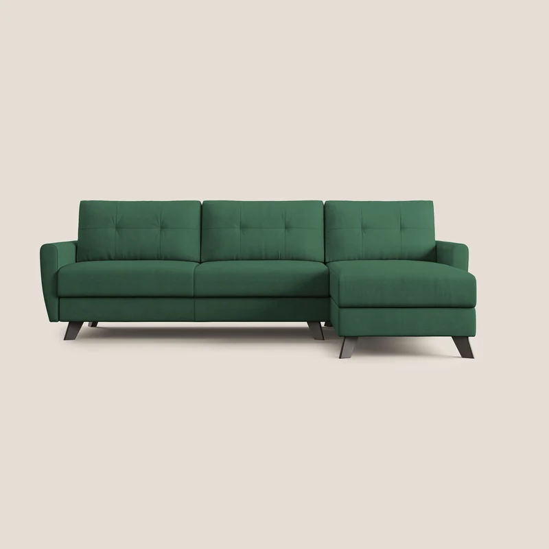 Callisto Canapé d'angle convertible en tissu doux imperméable T02 vert