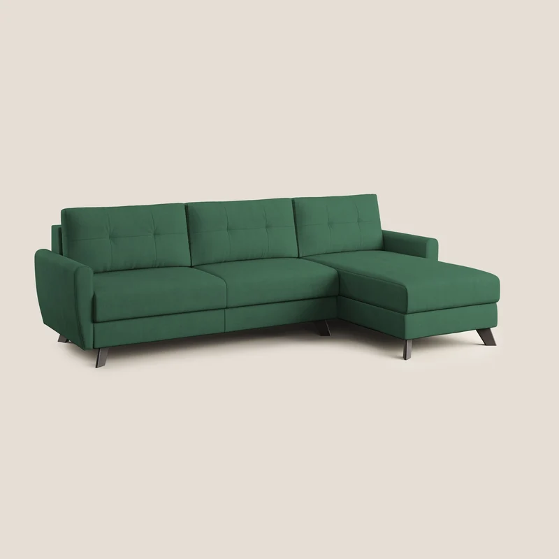 Callisto Canapé d'angle convertible en tissu doux imperméable T02 vert