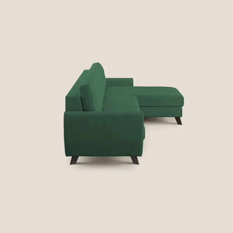 Callisto Canapé d'angle convertible en tissu doux imperméable T02 vert