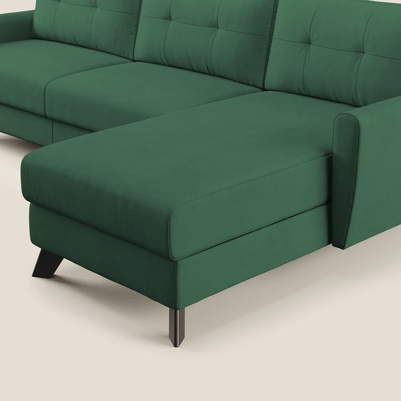 Callisto Canapé d'angle convertible en tissu doux imperméable T02 vert