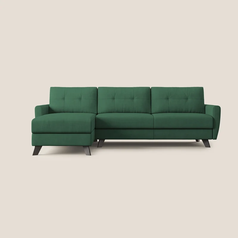 Callisto Canapé d'angle convertible en tissu doux imperméable T02 vert