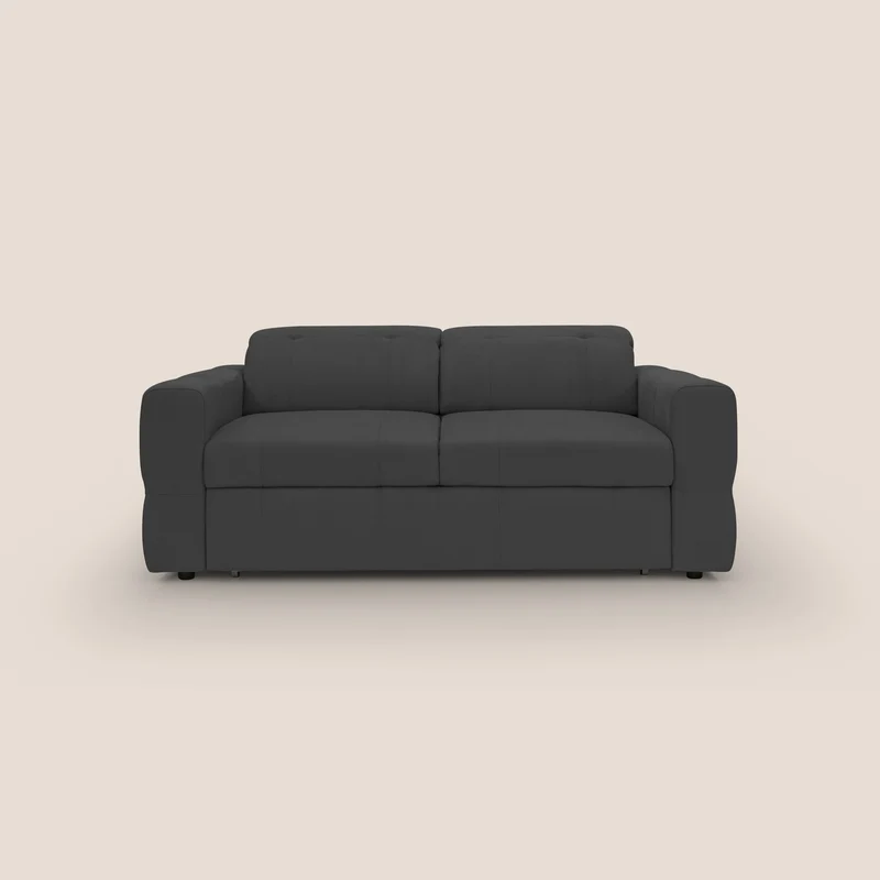 Kronos Canapé avec pouf extractible et têtières inclinalbes en microfibre douce imperméable T11 noir