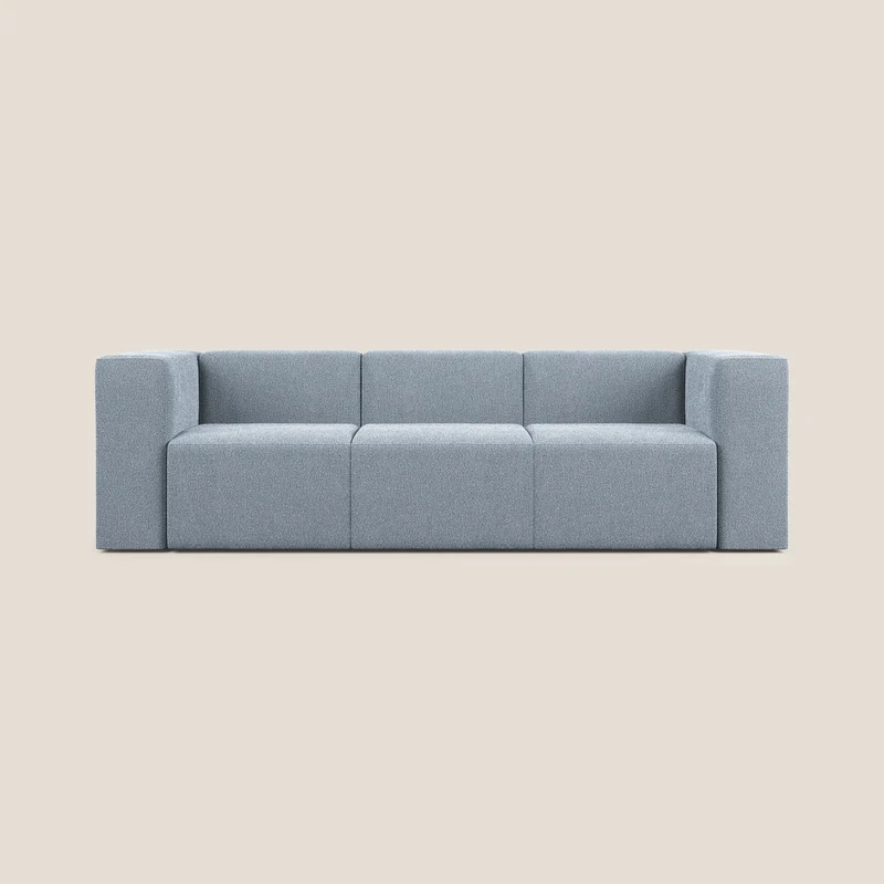 Nettuno canapé moderne modulable 3 assises en bouclette douce T07 bleu gris
