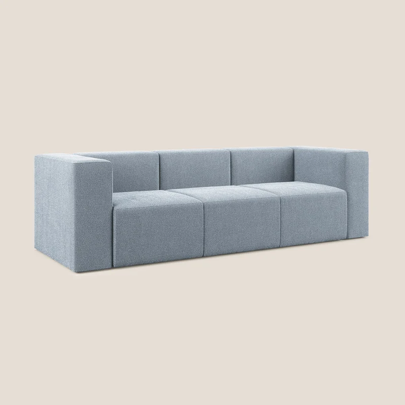 Nettuno canapé moderne modulable 3 assises en bouclette douce T07 bleu gris